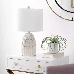 Kirklands Home Table Lamps|Weathered Geometric Table Lamp White