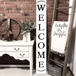 Kirklands Home Garden Decor|Welcome Laurel Porch Board White