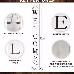 Kirklands Home Garden Decor|Welcome Laurel Porch Board White