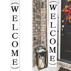 Kirklands Home Garden Decor|Welcome Laurel Porch Board White