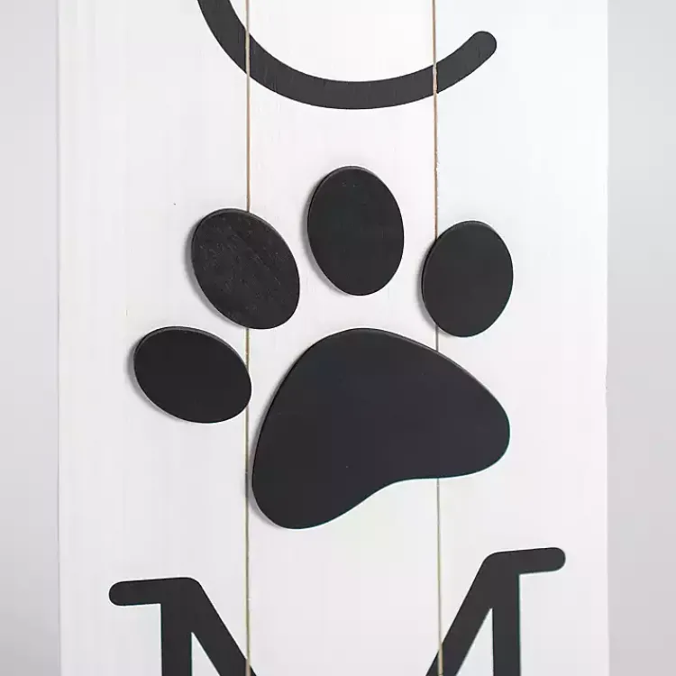 Kirklands Home Garden Decor|White Welcome Paw Print Porch Board