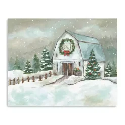 Online White Winter Barn Canvas Art Print, 30x24 in. Christmas Art & Wall Decor
