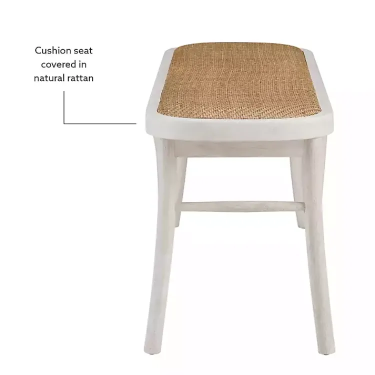 Kirklands Home Benches & Ottomans|Wood & Rattan Conelly Bench White