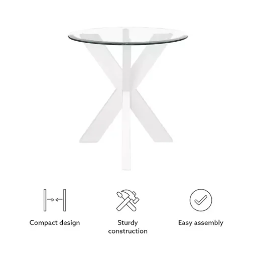 Kirklands Home Accent & End Tables|Wood and Glass Top X-Base Accent Table White