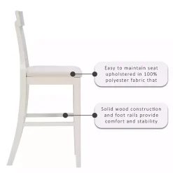 Kirklands Home Bar Stools & Counter Height Stools|Wood and Rattan Upholstered Bar Stool White