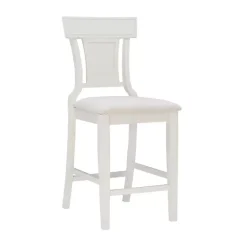 Kirklands Home Bar Stools & Counter Height Stools|Wood and Rattan Upholstered Counter Stool White