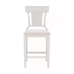 Kirklands Home Bar Stools & Counter Height Stools|Wood and Rattan Upholstered Counter Stool White