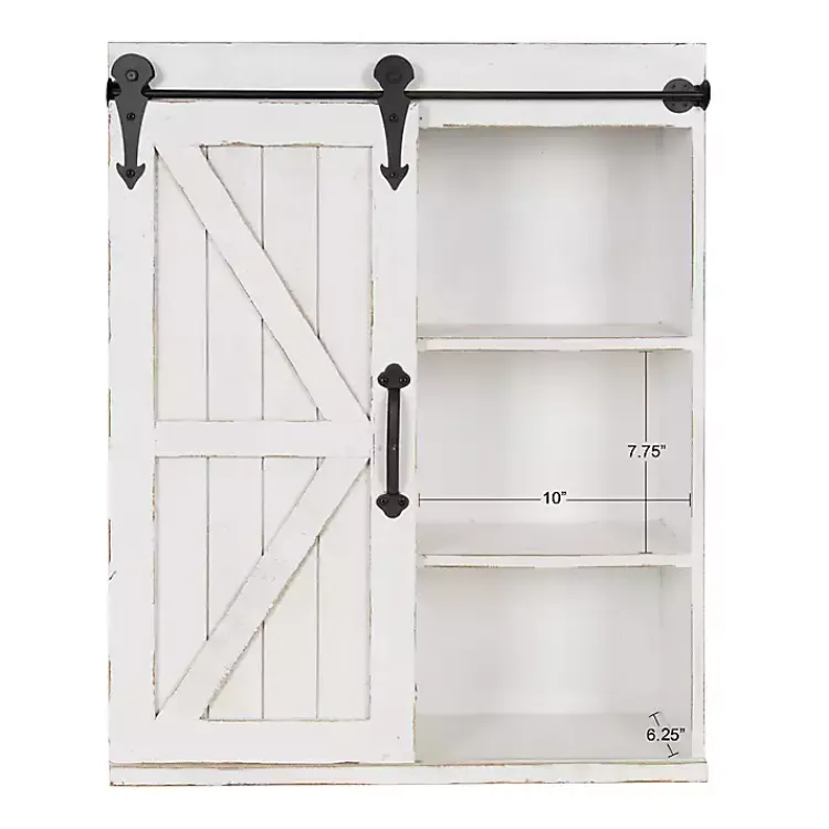 Kirklands Home Wall Storage|Wood Barn Door 5-Shelf Wall Cabinet White