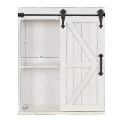 Kirklands Home Wall Storage|Wood Barn Door 5-Shelf Wall Cabinet White