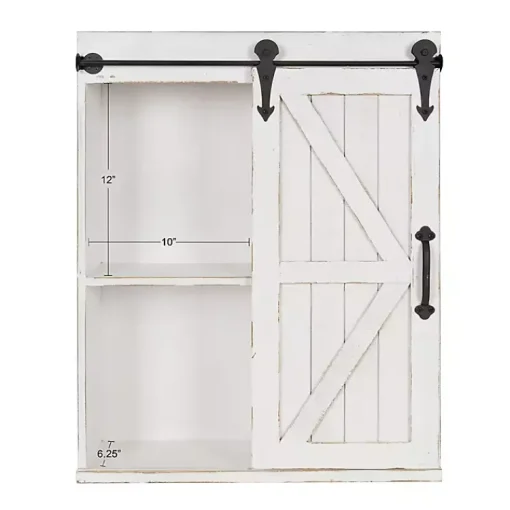 Kirklands Home Wall Storage|Wood Barn Door 5-Shelf Wall Cabinet White