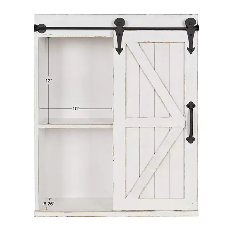 Kirklands Home Wall Storage|Wood Barn Door 5-Shelf Wall Cabinet White