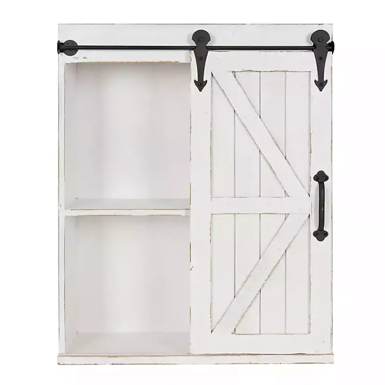 Kirklands Home Wall Storage|Wood Barn Door 5-Shelf Wall Cabinet White