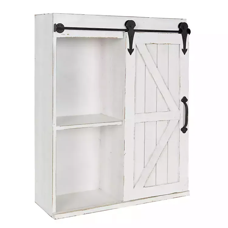 Kirklands Home Wall Storage|Wood Barn Door 5-Shelf Wall Cabinet White