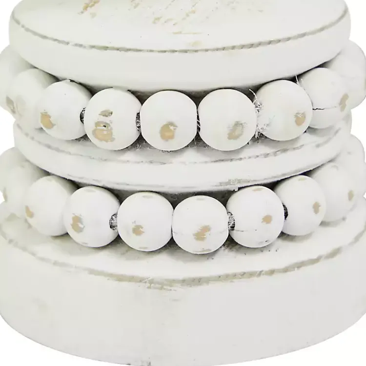 Outlet Wood Beaded Pillar Candle Holders, Set of 2 Candle Holders