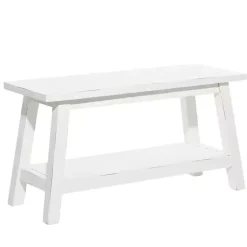 Kirklands Home Entryway Furniture|Wood Bench with Slatted Wood Base White