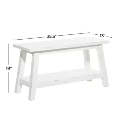 Kirklands Home Entryway Furniture|Wood Bench with Slatted Wood Base White