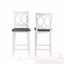 Kirklands Home Bar Stools & Counter Height Stools|White Wood Charlotte Counter Stools, Set of 2 Brown