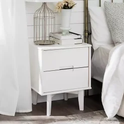 Kirklands Home Nightstands|Wood Cut-Out Handle Nightstand White