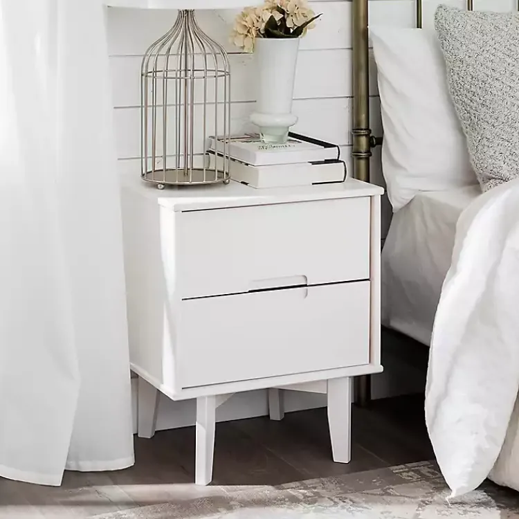 Kirklands Home Nightstands|Wood Cut-Out Handle Nightstand White