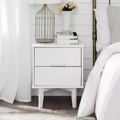 Kirklands Home Nightstands|Wood Cut-Out Handle Nightstand White