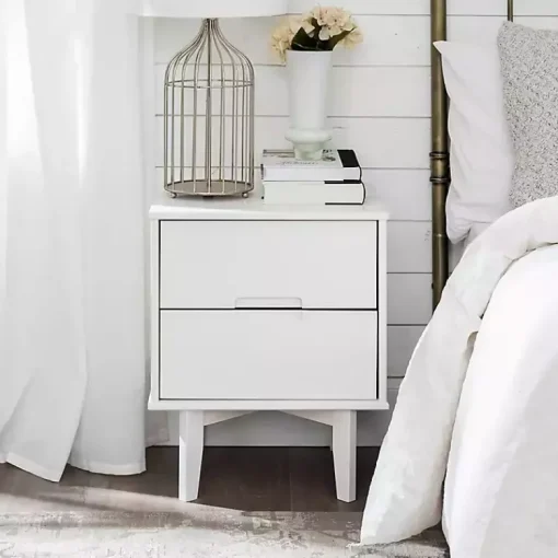 Kirklands Home Nightstands|Wood Cut-Out Handle Nightstand White