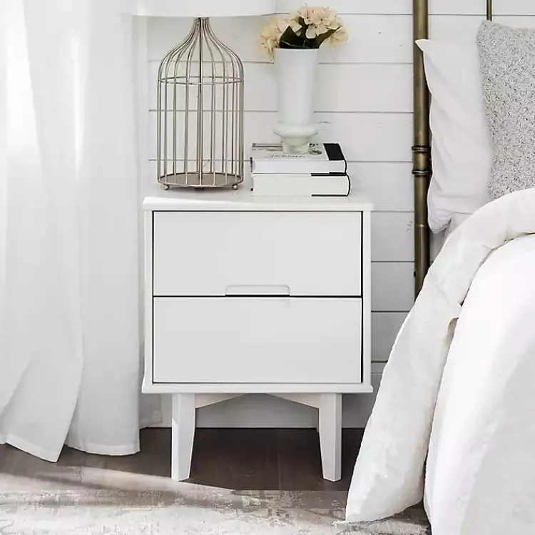 Kirklands Home Nightstands|Wood Cut-Out Handle Nightstand White