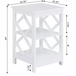 Kirklands Home Accent & End Tables|Wood Diamond 2-Tier Accent Table White