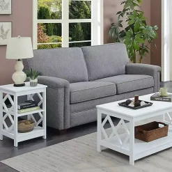 Kirklands Home Accent & End Tables|Wood Diamond 2-Tier Accent Table White