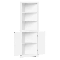 Kirklands Home Bathroom Furniture|Wood 2-Door Corner Storage Cabinet White