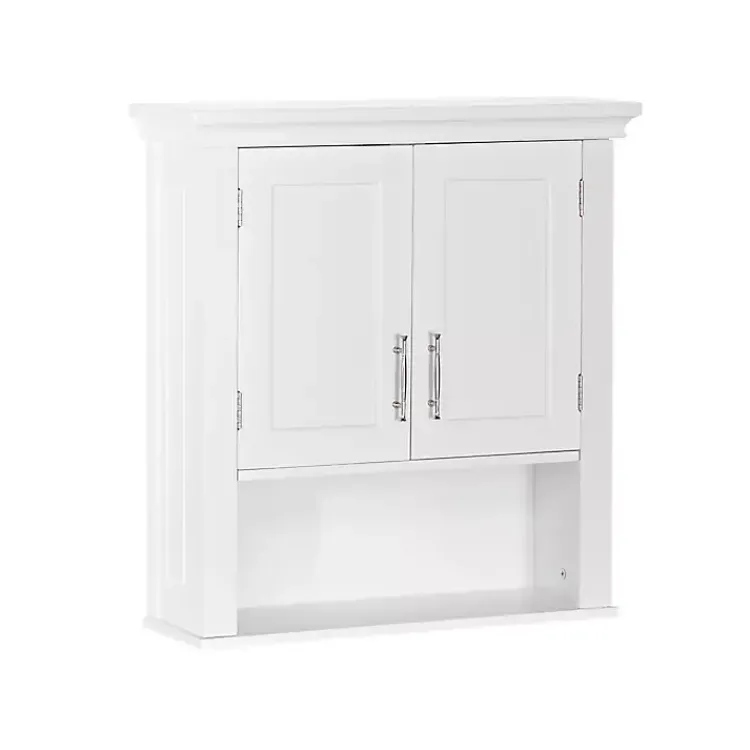 Kirklands Home Wall Storage|Wood 2-Door Open Shelf Wall Cabinet White