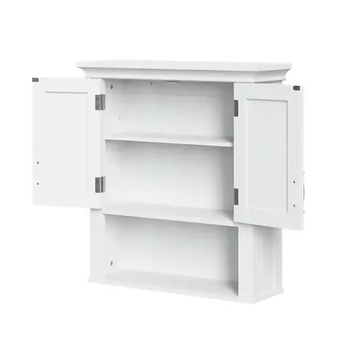 Kirklands Home Wall Storage|Wood 2-Door Open Shelf Wall Cabinet White
