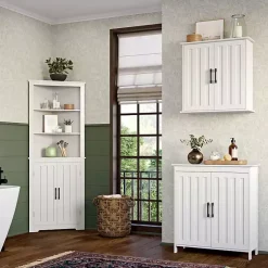 Kirklands Home Bathroom Furniture|Wood 2-Door Storage Cabinet White