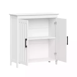 Kirklands Home Bathroom Furniture|Wood 2-Door Storage Cabinet White