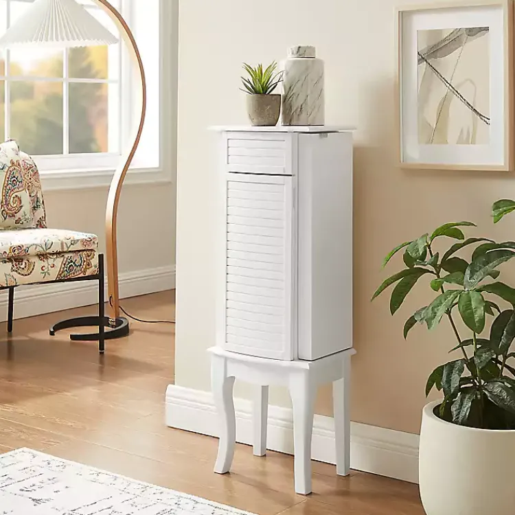 Kirklands Home Dressers & Chests|Wood 4-Drawer Elena Jewelry Armoire White