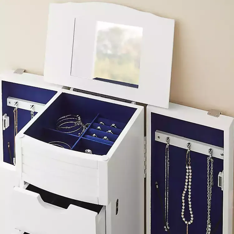 Kirklands Home Dressers & Chests|Wood 4-Drawer Elena Jewelry Armoire White