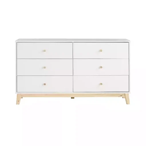 Kirklands Home Dressers & Chests|Wood 6-Drawer Footed Dresser White