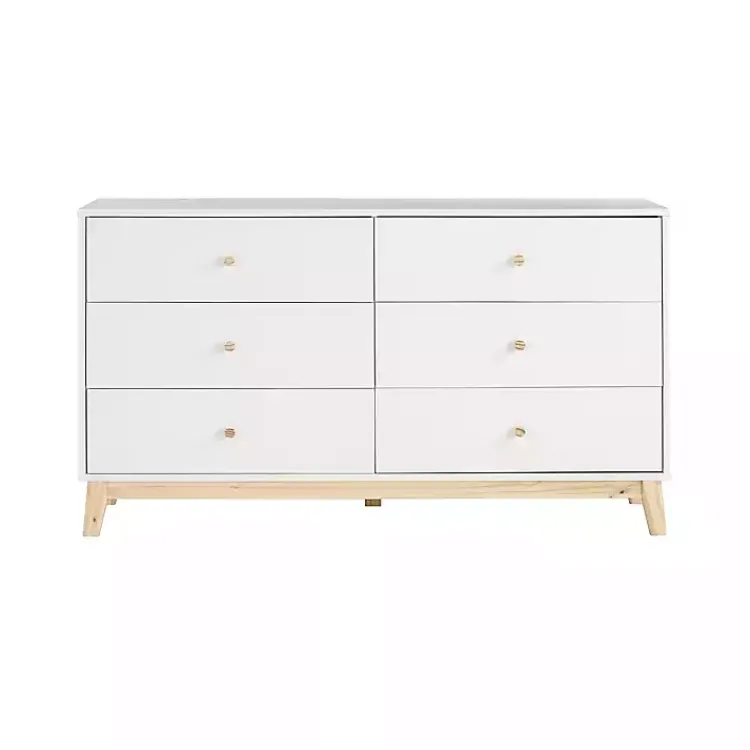 Kirklands Home Dressers & Chests|Wood 6-Drawer Footed Dresser White