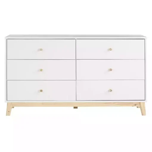 Kirklands Home Dressers & Chests|Wood 6-Drawer Footed Dresser White
