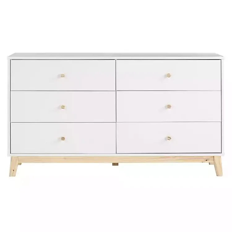 Kirklands Home Dressers & Chests|Wood 6-Drawer Footed Dresser White