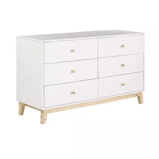 Kirklands Home Dressers & Chests|Wood 6-Drawer Footed Dresser White