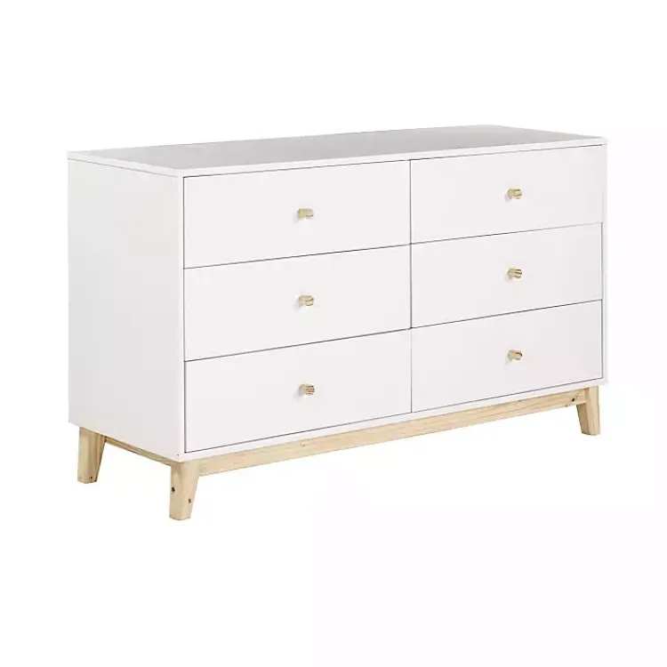 Kirklands Home Dressers & Chests|Wood 6-Drawer Footed Dresser White