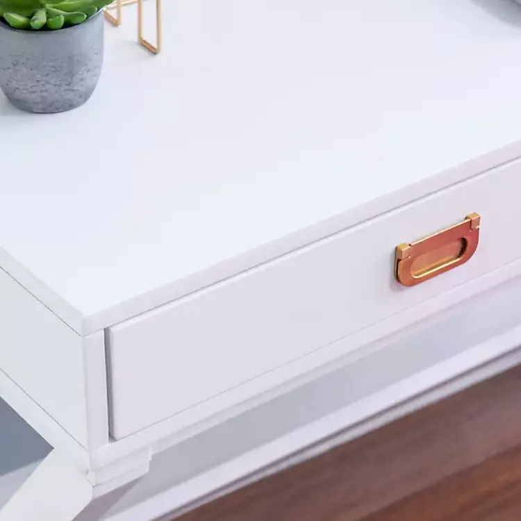 Kirklands Home Office Furniture|Wood 2-Drawer X-Frame Desk White