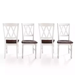 Kirklands Home Dining Chairs|Wood Farmhouse Dining Chairs, Set of 4 White