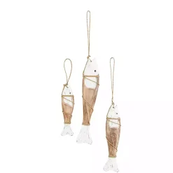 Kirklands Home Wall Plaques|White Wood Fish Hanging Wall Plaques, Set of 3