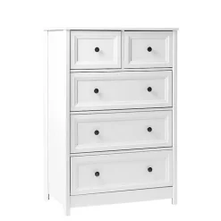 Kirklands Home Dressers & Chests|White Wood Five Framed Drawers Dresser