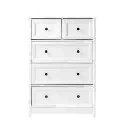 Kirklands Home Dressers & Chests|White Wood Five Framed Drawers Dresser