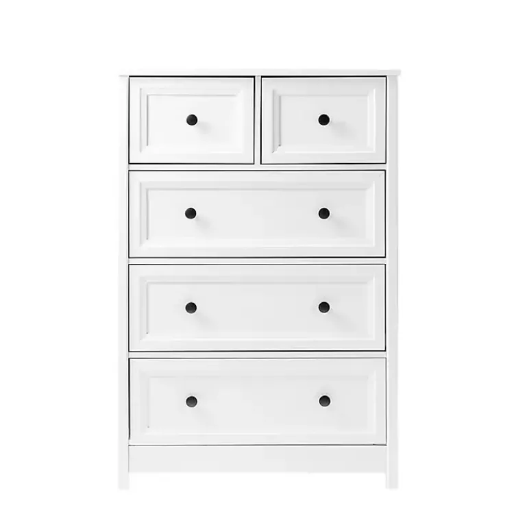 Kirklands Home Dressers & Chests|White Wood Five Framed Drawers Dresser