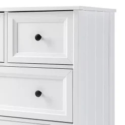 Kirklands Home Dressers & Chests|White Wood Five Framed Drawers Dresser