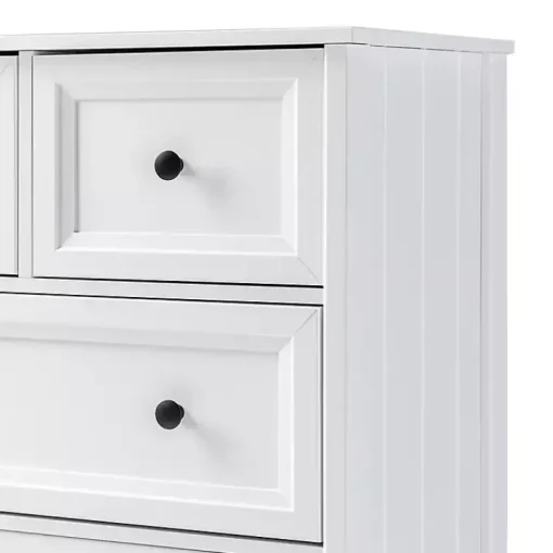 Kirklands Home Dressers & Chests|White Wood Five Framed Drawers Dresser