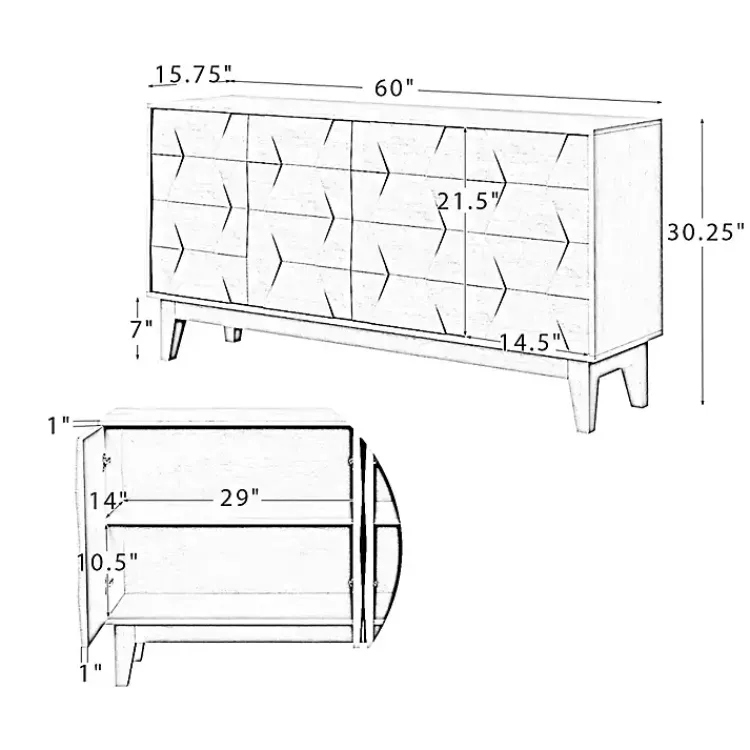 Kirklands Home Cabinets & Sideboards|Wood Geometric 4-Door Cabinet White